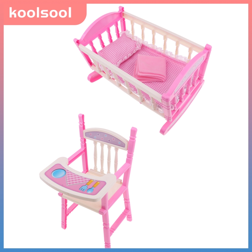 doll crib and highchair set