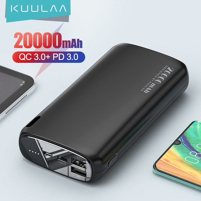 KUULAA Power Bank 20000mAh Portable Charging Poverbank Mobile Phone