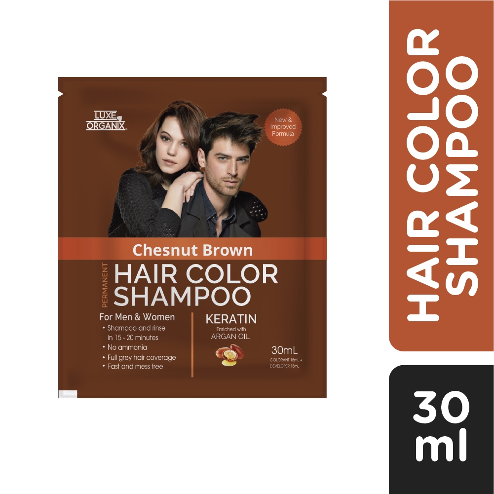 Luxe Organix Hair Color Shampoo Natural Brown 30Ml | Shopee Philippines