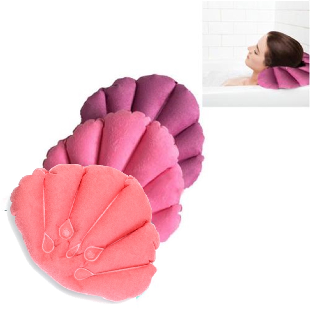 1pc Random Color Shell Inflatable Terrycloth Bath Pillow Shopee
