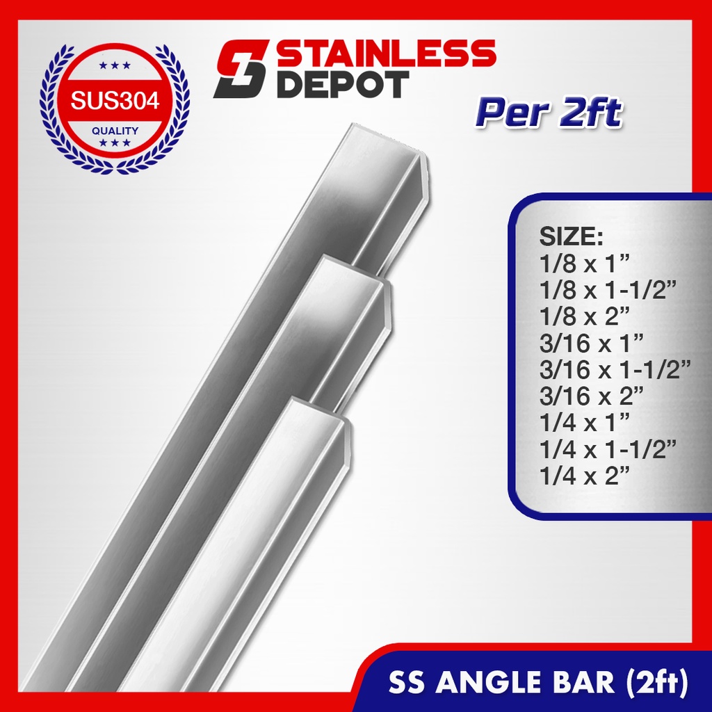 2FT Stainless Angle Bar Stainless Bar Stainless Steel SUS304 Shopee