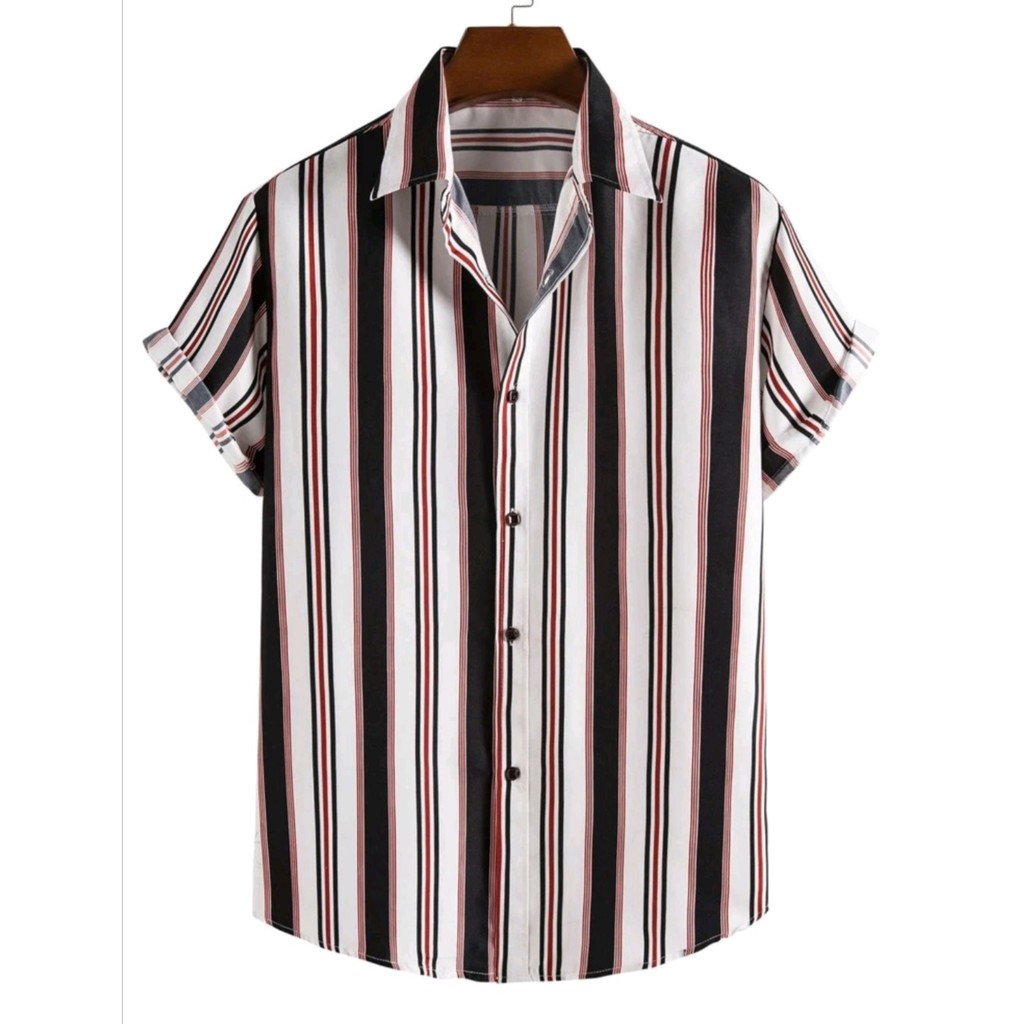 Polo for Men Stripes Short Sleeve Korean Casual Shirt Cotton Comfy ...