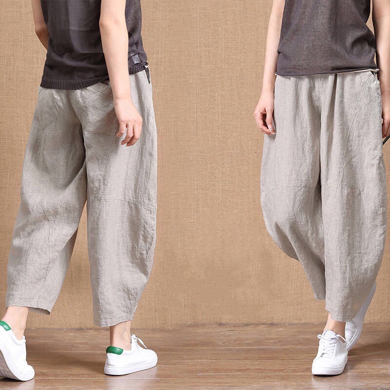 plus size linen crop pants