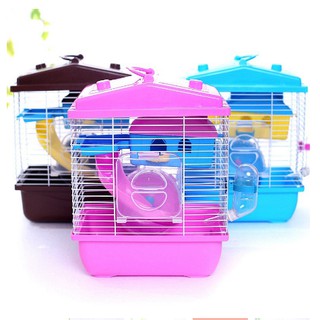 Pet Cage Hamster Cottage with Transparent Skylight Double Layer House for
