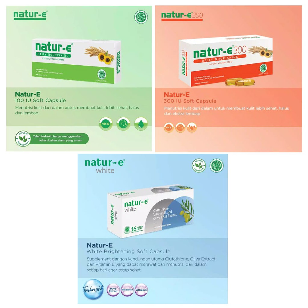 Natur E Contents 16 And 32 Vitamin E Natur E 100 Iu 300 Iu White Natur E White Series Shopee Philippines