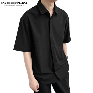 INCERUN Men Collared Short Sleeve Buttons Front Shirt #8