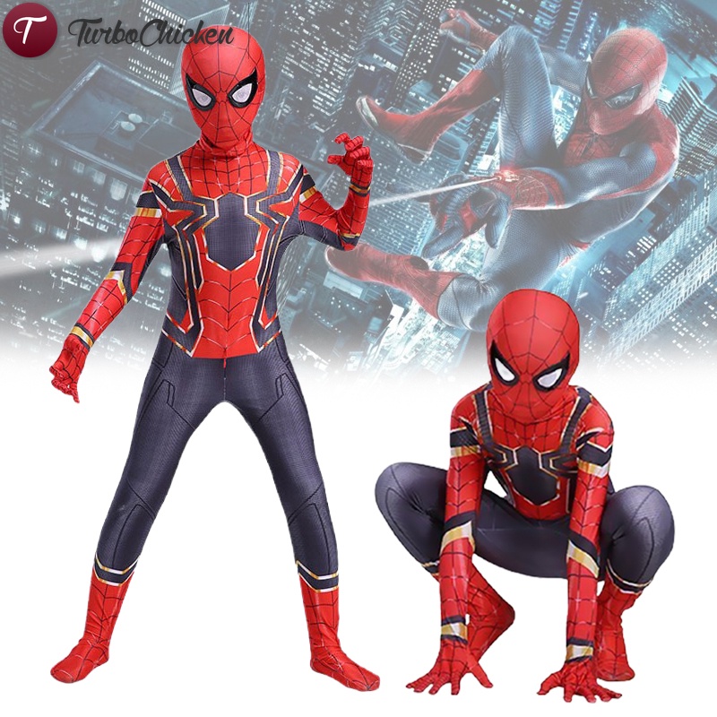 Iron SpiderMan Costume for Kids Marvel Halloween Role Play Wearing