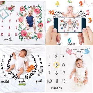 Newborn Baby Monthly Growth Milestone Blanket Photography Props Background Cloth Commemorate Rug  DIY Infant Boy Girl Photo Accessories