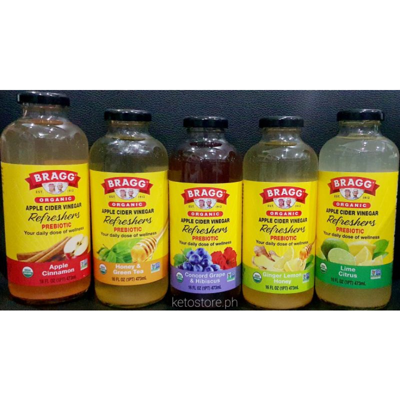 BRAGG ORGANIC APPLE CIDER VINEGAR DRINK REFRESHERS PREBIOTIC 473ml