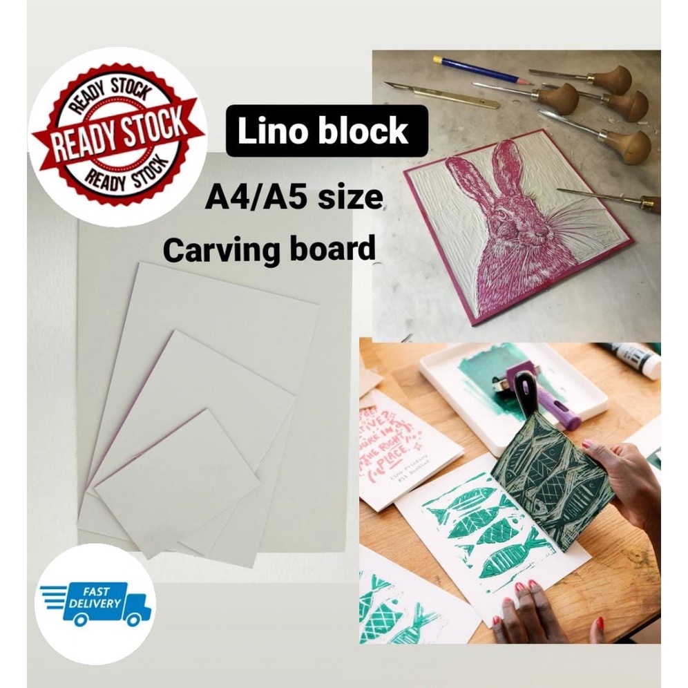 LINO BOARD CARVING BLOCKS THICK 3MM A4 Lino Board for print making