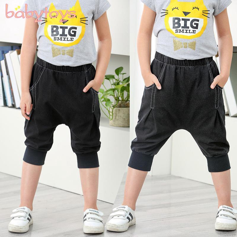 Baby Boys Girls Trousers Harem Pants Kids Knee Length Casual Denim - knee length denim shorts roblox