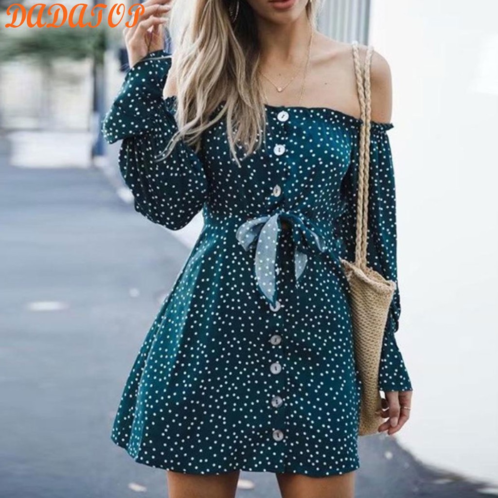 green polka dot mini dress