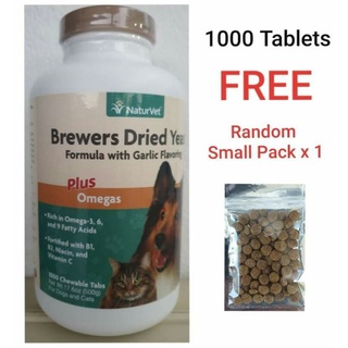 ■Exp:2024 Jun / 1000 Tablet Naturvet Brewer's Dried Yeast Formula With Garlic Flavoring Plus Omegas