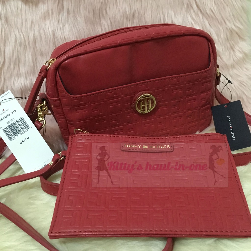 tommy hilfiger red crossbody bag