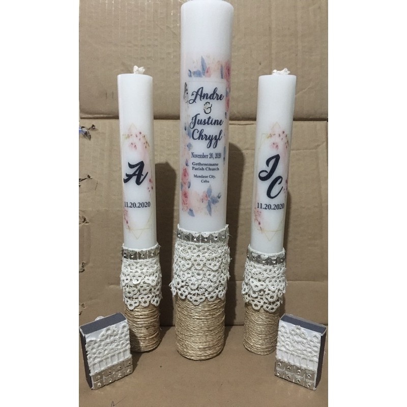 Customized and Printed Wedding Candle Set - 5 pcs. | Shopee Philippines