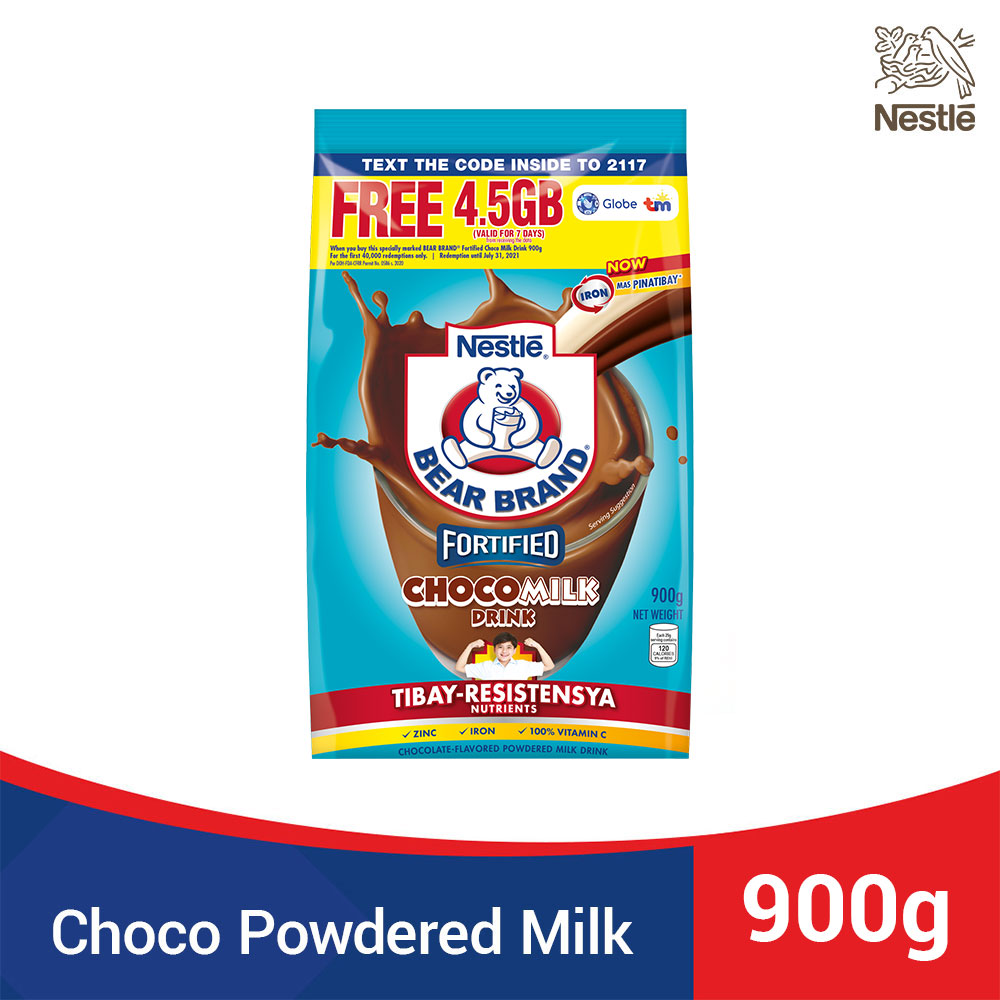 BEAR BRAND Fortified Powdered Milk Drink Chocolate 900g Shopee