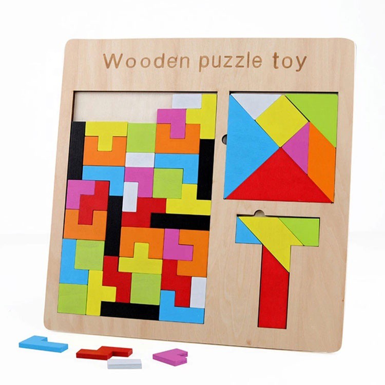 Tangram puzzle board, Tetris, T puzzle Educational Wooden Toy Learning  Montessori | Shopee Philippines