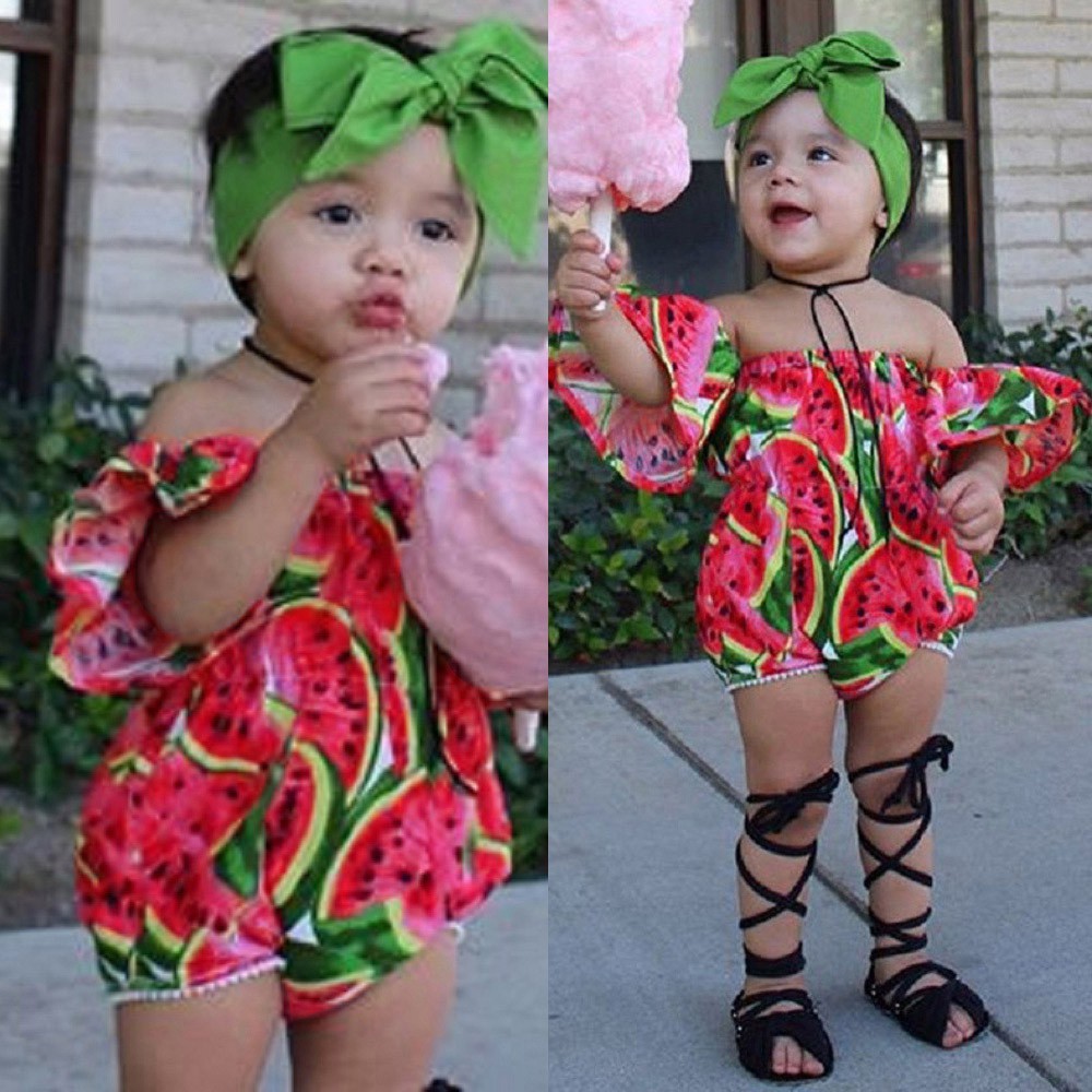 baby girl off shoulder romper