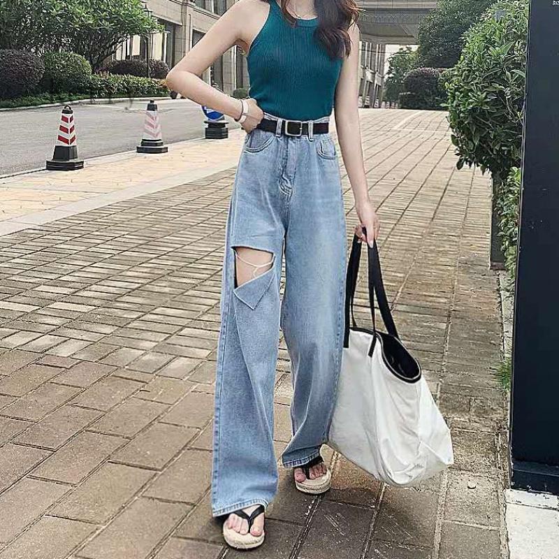 short leg ripped jeans