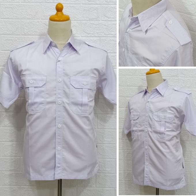 Pdh PDL ASN Uniform Shirt White Black Short Sleeve Two Pockets Shopee