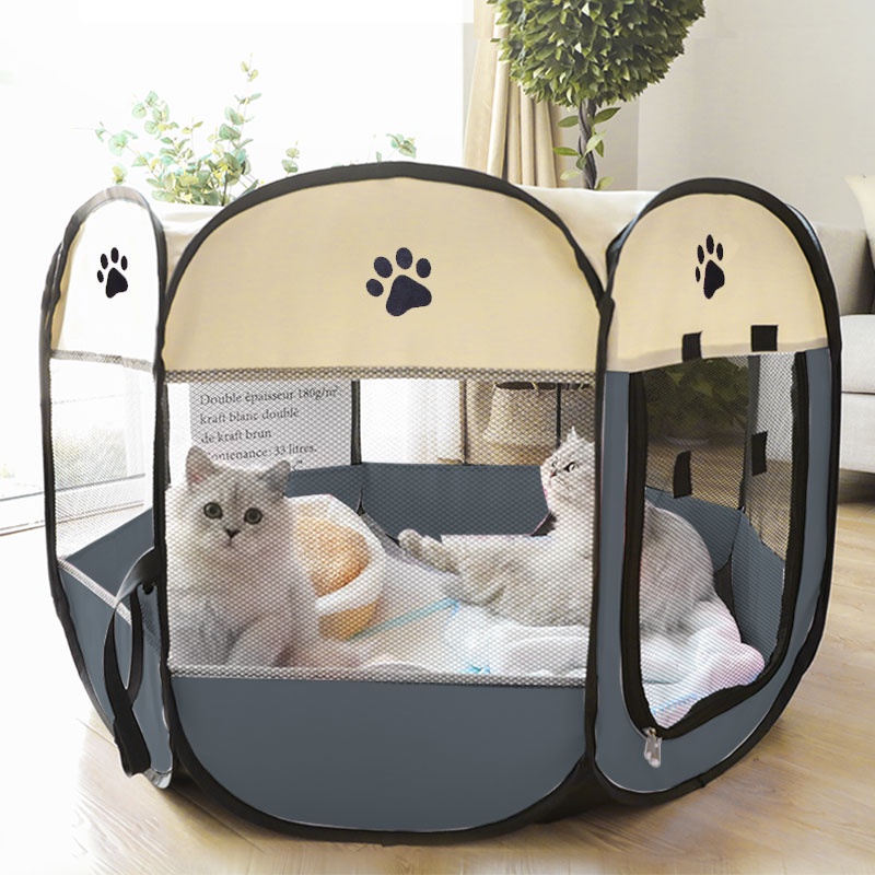 （Hot）Cat Delivery Room Folding Octagonal Pet Fence Pregnant Cat To Be Delivered Supplies Mother Cat #7