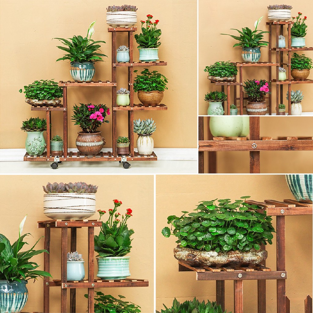 2764Fir Wood Plant Flower Pot Stand Shelf Rack Display 