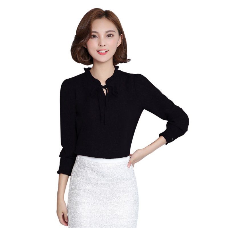 Elegant Women Long Sleeve Chiffon Blouse  Office OL Formal  