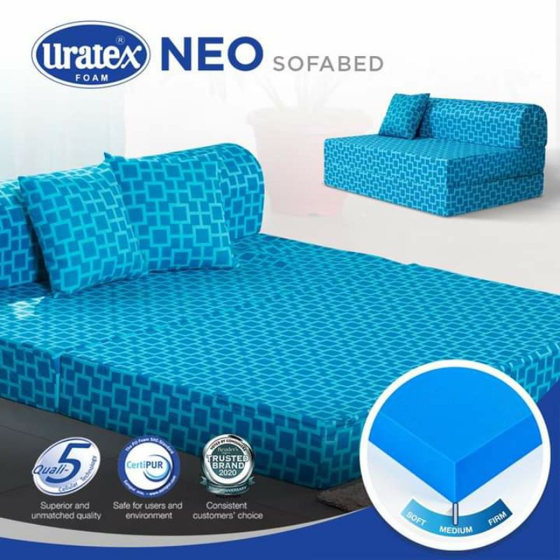 Uratex Sofabed Neo Eula W Free Throw, Uratex Queen Size Sofa Bed Dimension