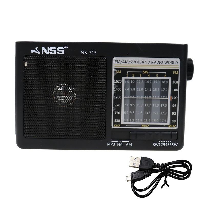 Black Chuangmei Portable FM/AM/SW Full Band Stereo Radio Color : Black Support TF Card 