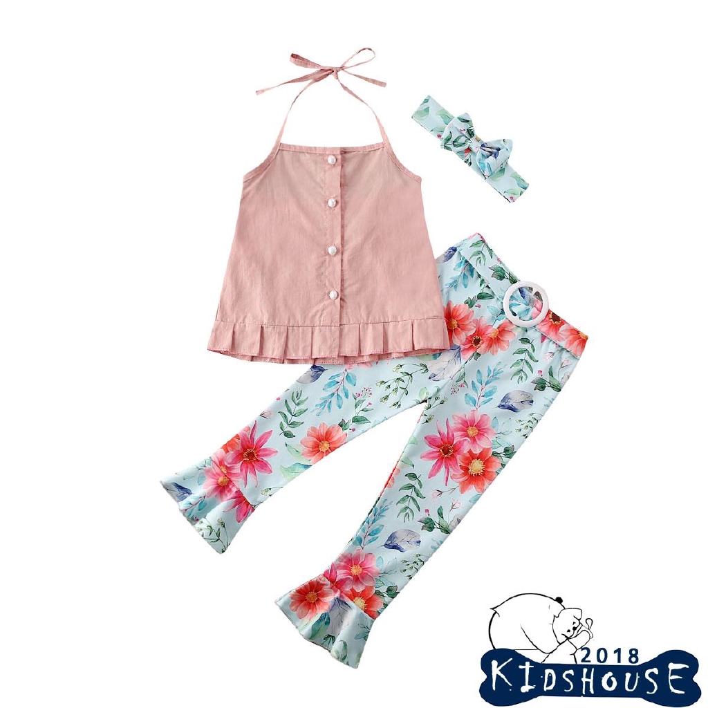 Baby Girls Summer Outfits Floral Printed Sling Top+Short Pant 2Pcs Swimsuit Clothes Set