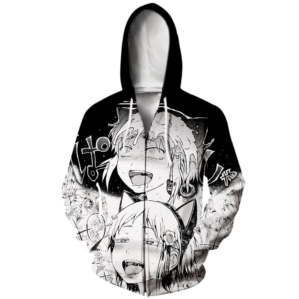 ahegao zipper hoodie