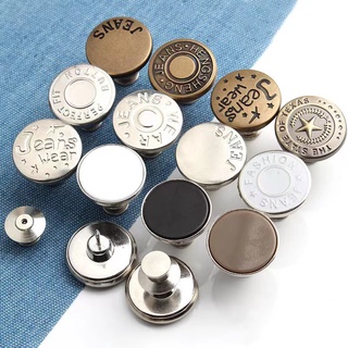 Detachable Metal Waist Buttons with Flowers Patterns Metal Pants Button for Clothes Adjustable Pin