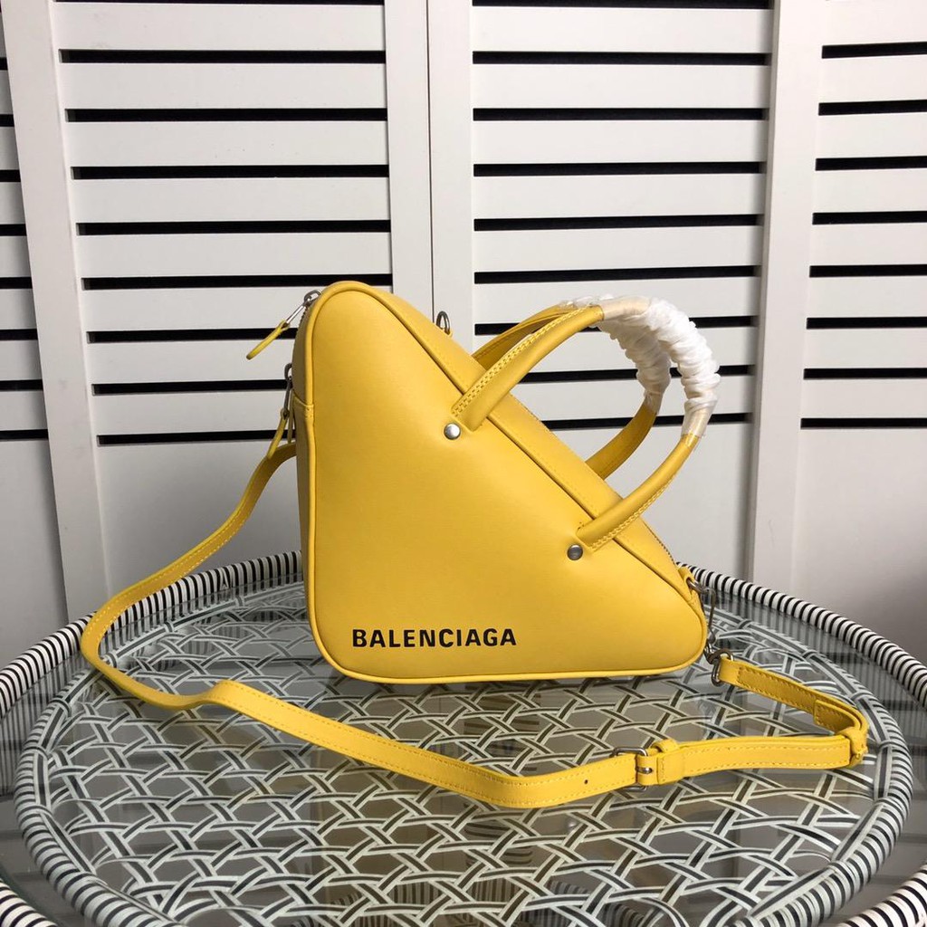 balenciaga yellow triangle bag