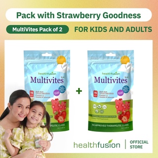 Health Fusion Multivites (30 Pectin Gummies) 2 Packs Complete Multivitamin for Kids & Adults | Vegan