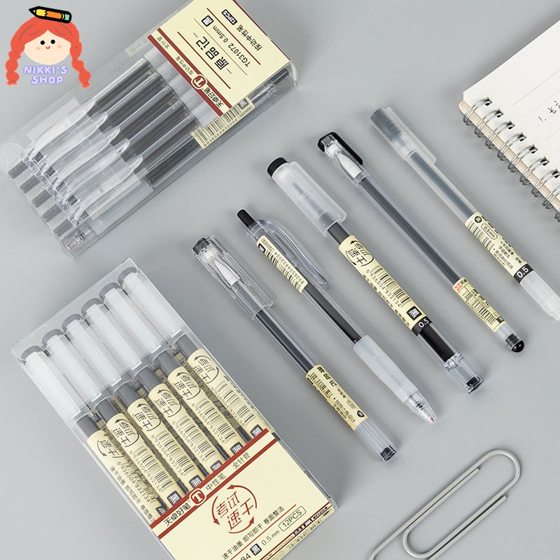 NIKKI 0.5mm/0.35mm Gel Pen Set Black Practical Student Exam Brush Question  Pen-5pcs/set | Shopee Philippines