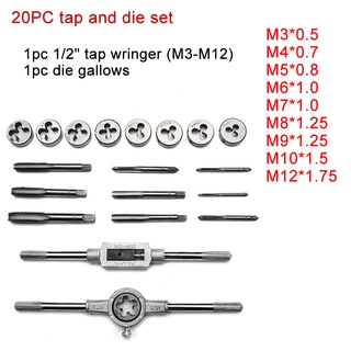 CASTA 20 PCS HSS Tap and Die Set Metric Wrench Cut M3-M12 Tap #2