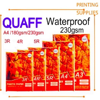 Glossy Photo Paper Size A3 / A4 180gsm / 5R / 4R / 3R ( 230gsm ) 20 Sheets QUAFF Brand