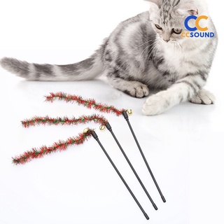 <Christmas Toys> Cat Toy with Bells Interactive Playing Toy Cat Feather Stick Toy Pet Toy