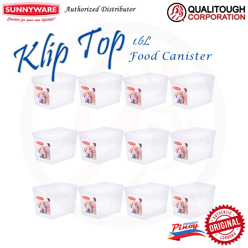12 pcs Sunnyware 334 1.6 L Klip Top Canister Powder Container (set of ...