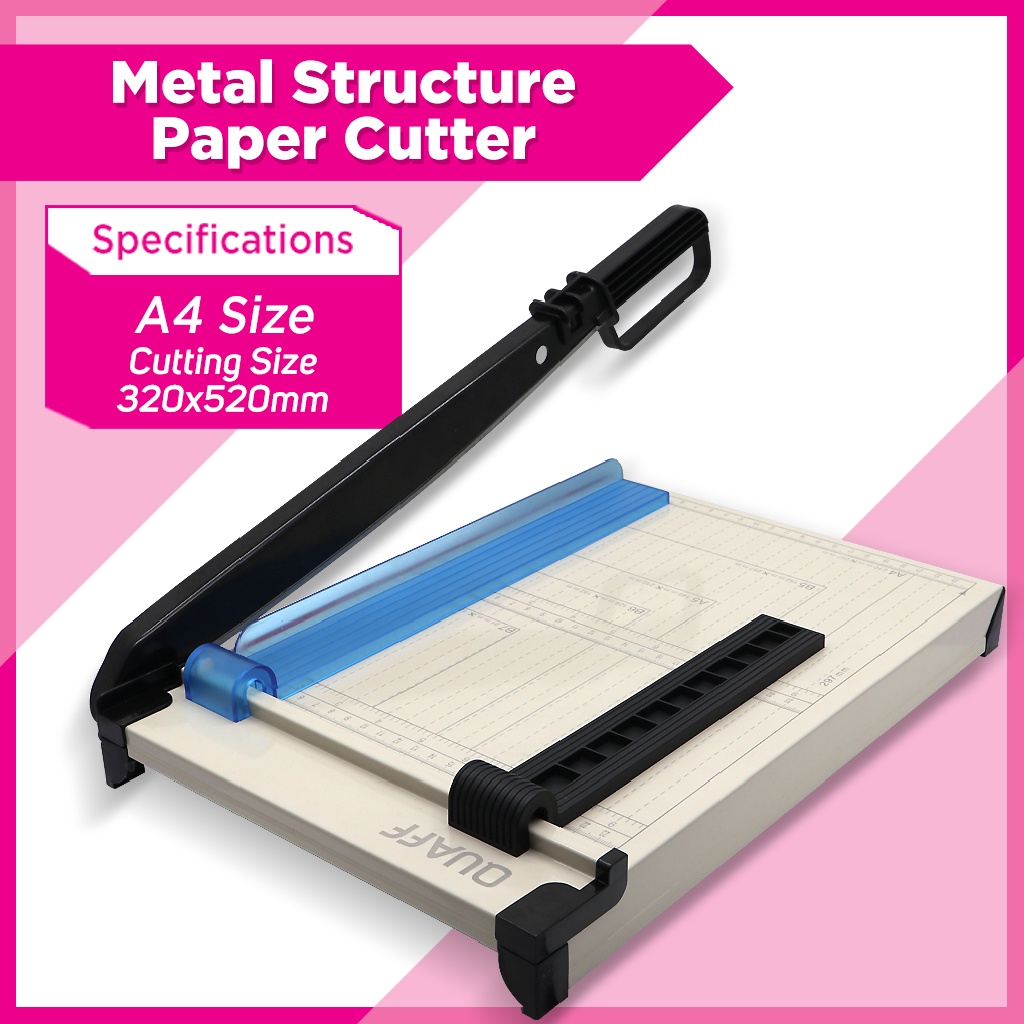 QUAFF Paper Cutter Metal Structure A4 Size with Adjuster & Stopper ...