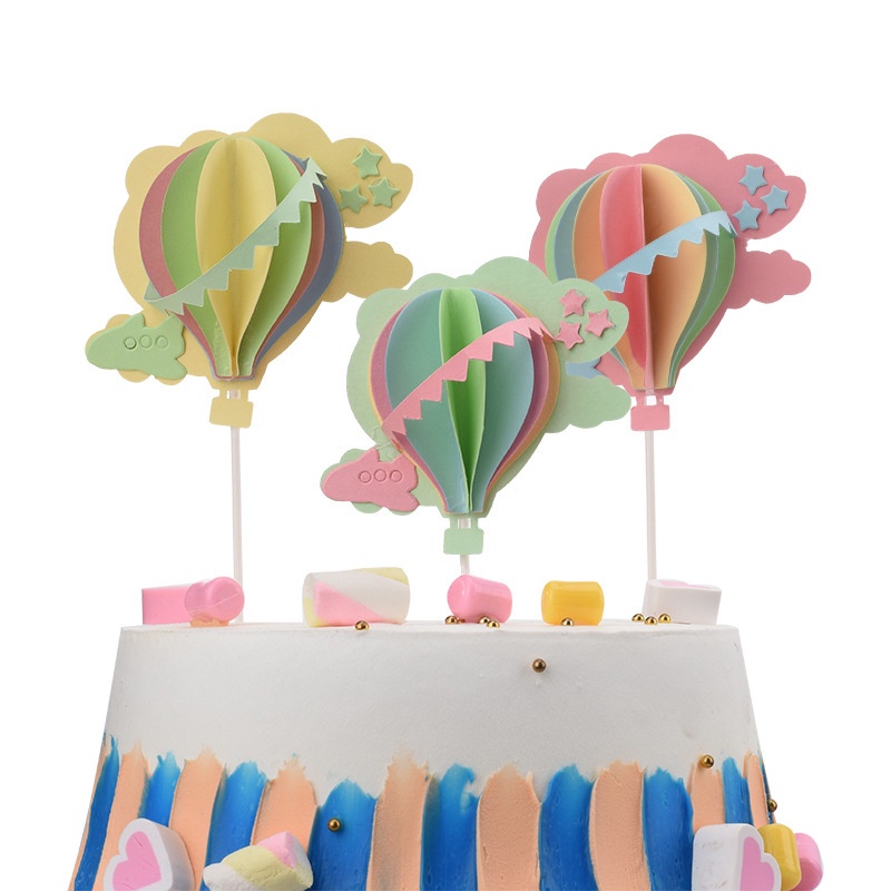 Hot Air Balloon Cake Topper Birthday Romantic 3D Cloud Airplane Cake Decoration