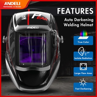 ANDELI Welding Helmet Large Viewing Solar Auto Darkening True Color Mask for Grinding Welding 4 Arc