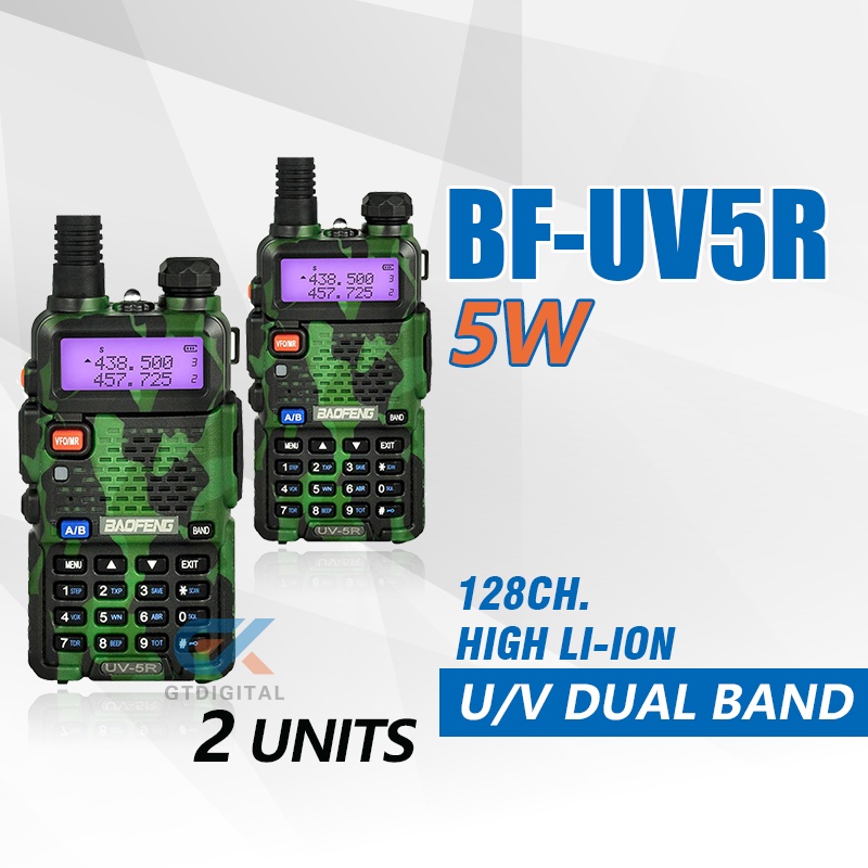 Baofeng Uv 5r Walkie Talkie Set Of 2 Dual Band Two Way Radio 10km Long