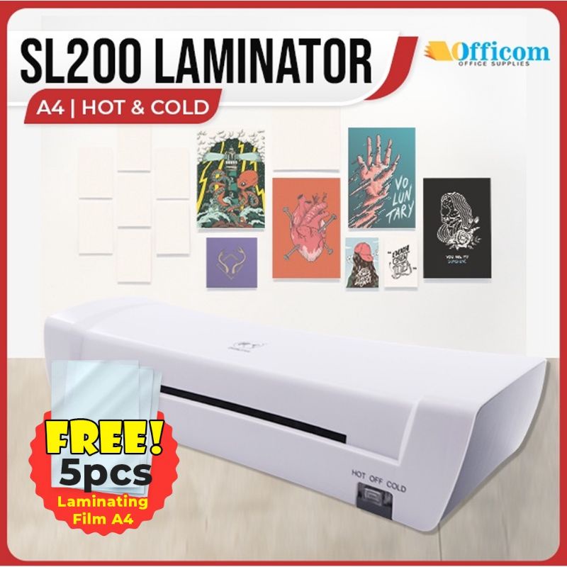 Officom Sl200 Laminator A4 Hot And Cold Laminating Machine Two Rollers