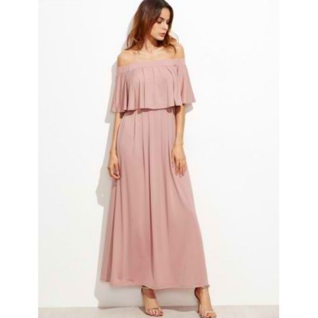 nude pink long dress