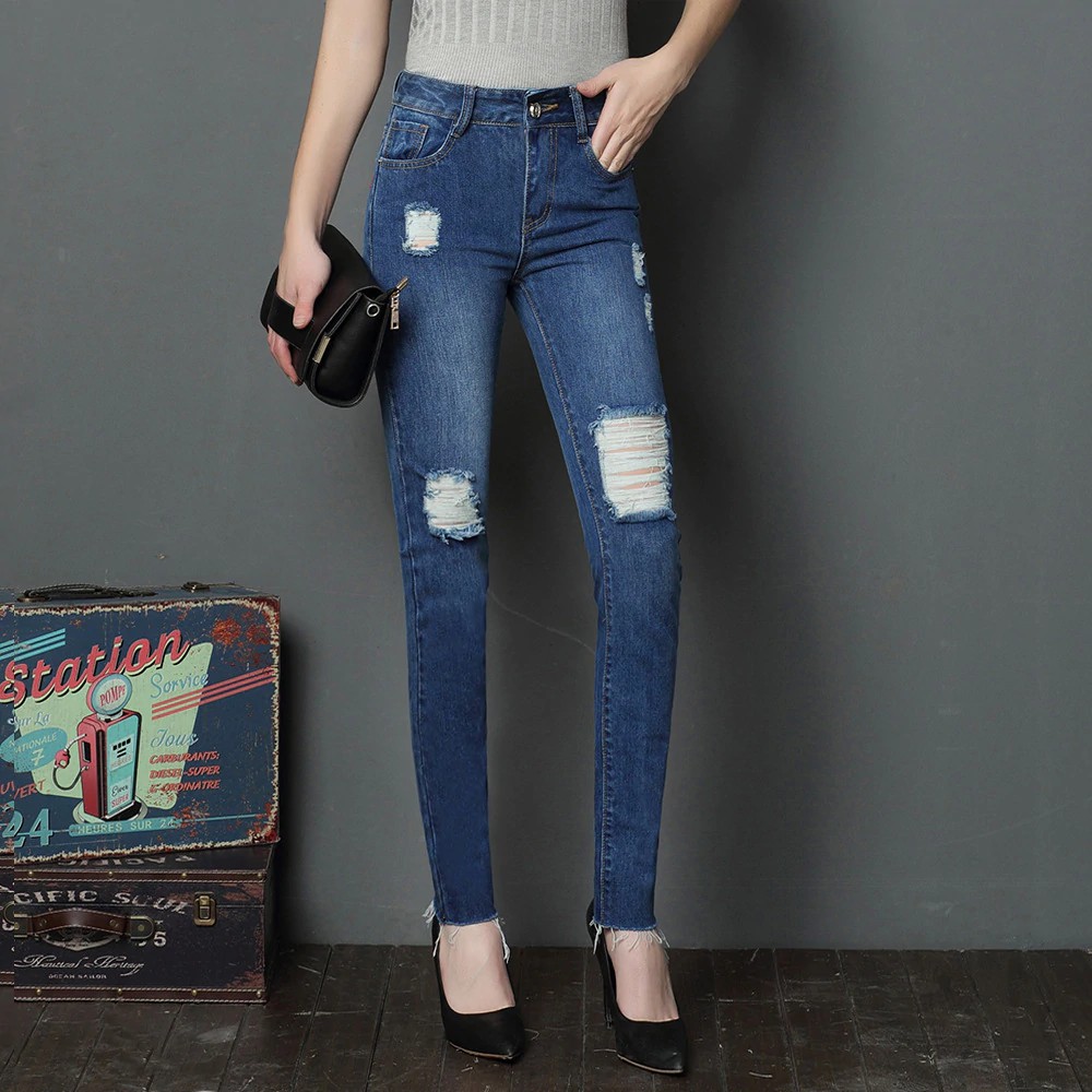 slim ripped jeans womens