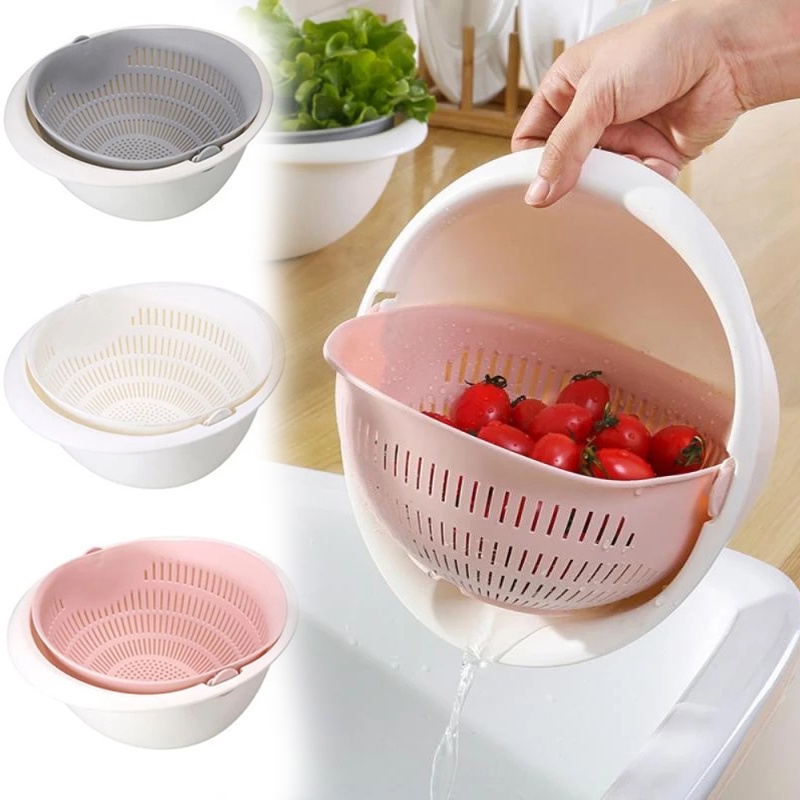 Multifunctional Double-layer Vegetable Wash Drain Basket Plastic Food 