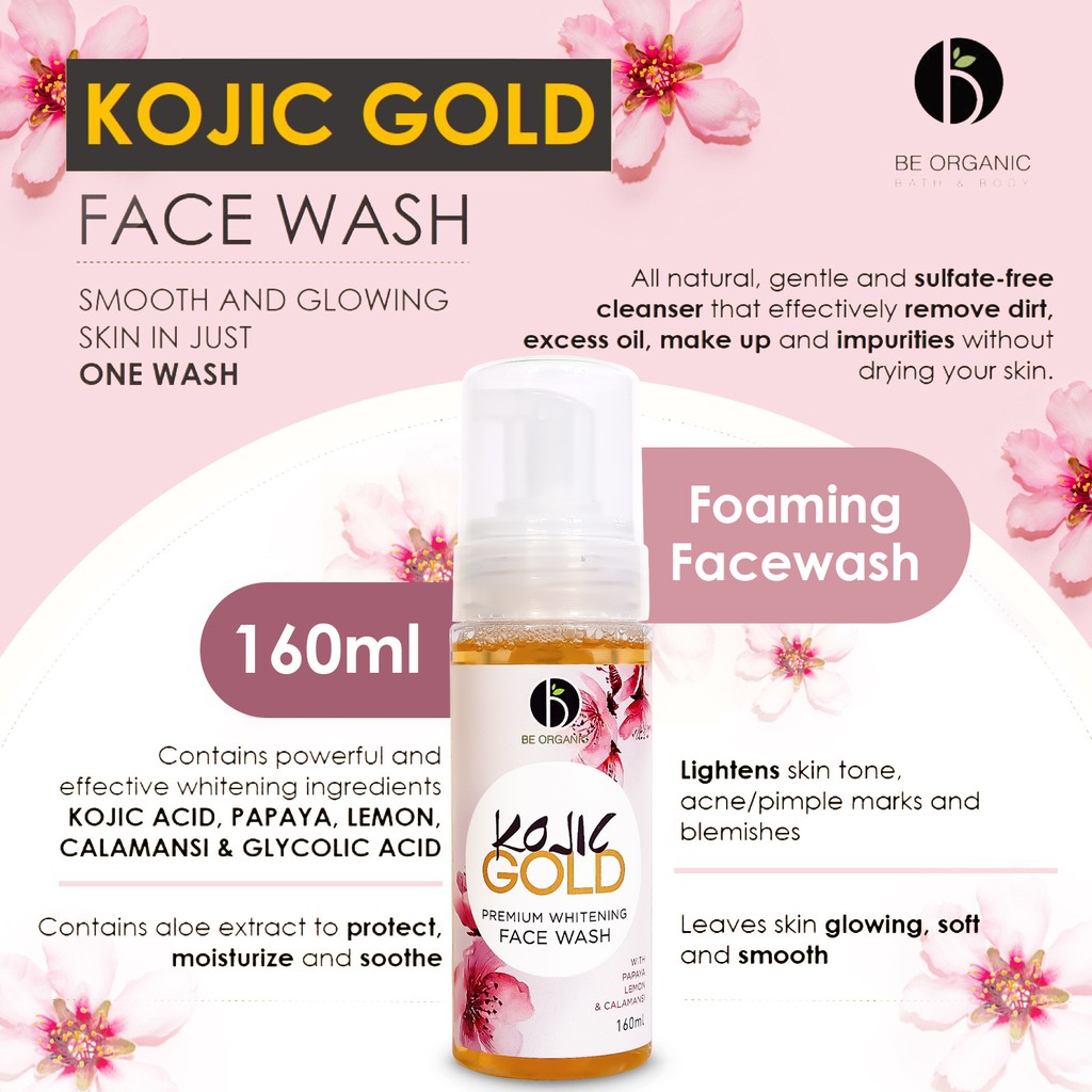 Be Organic Kojic GOLD Premium Whitening Face Wash 160ml ( Anti-Acne & Exfoliating )