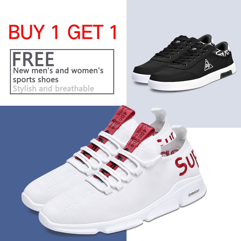 Buy one get one free）Shoes 2019 new Korean design rubber men's shoes  running shoes | Shopee Philippines