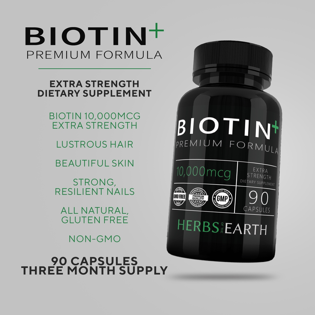 Biotin 10,000MCG Extra Hair Strength 90 Veggie Capsules Shopee